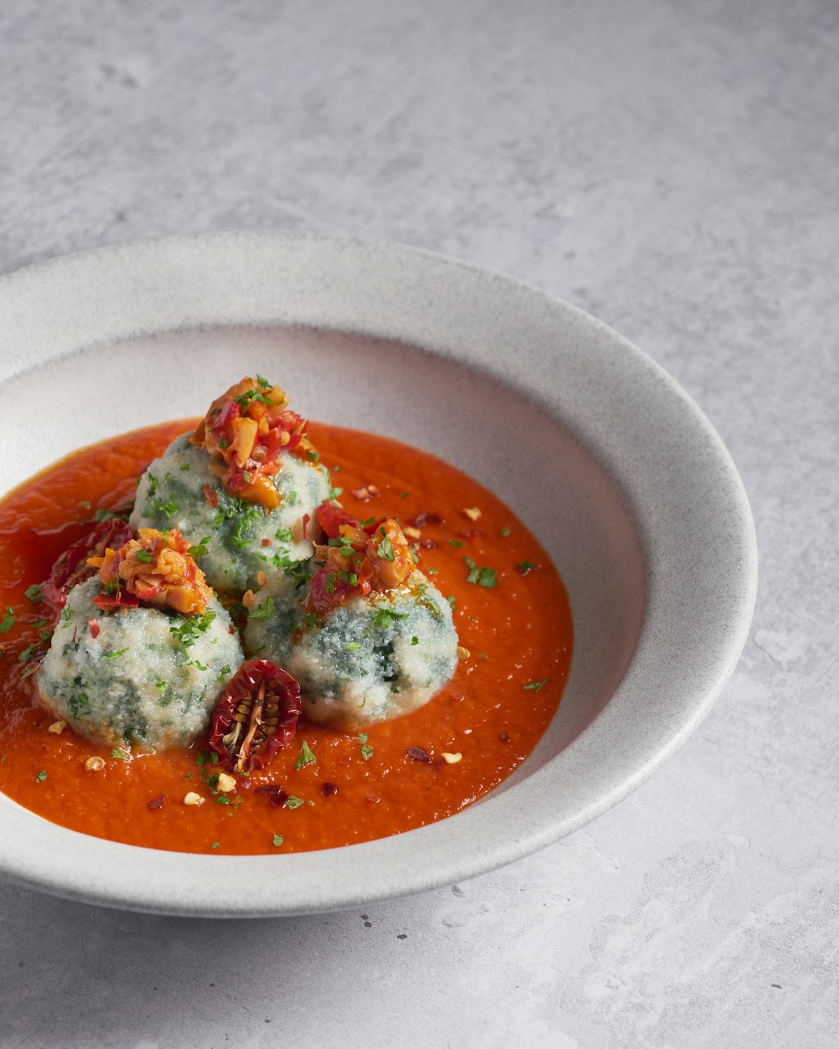 Beef Meatballs in Herb Broth with Spinach