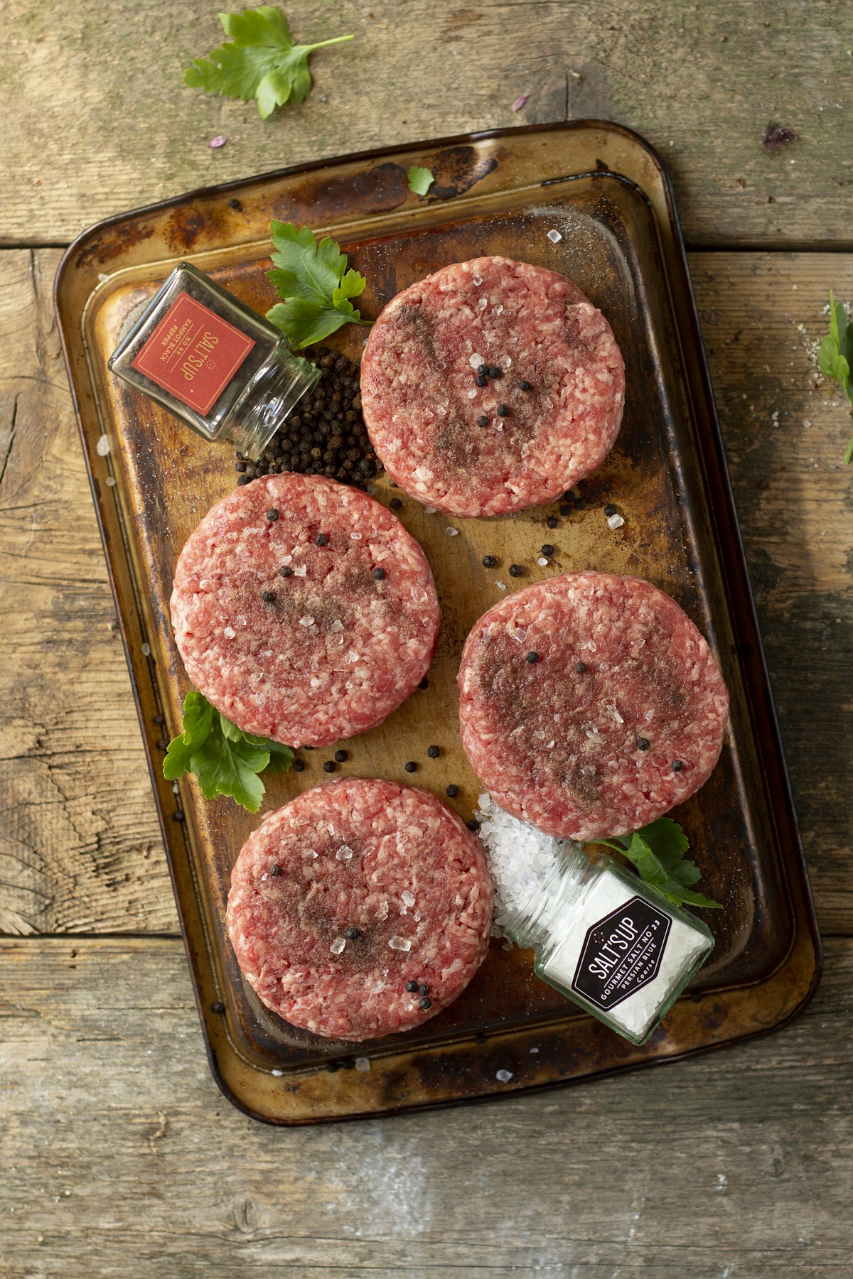 Beef Patties with Honey Mustard Pan Sauce and Roasted Peppers