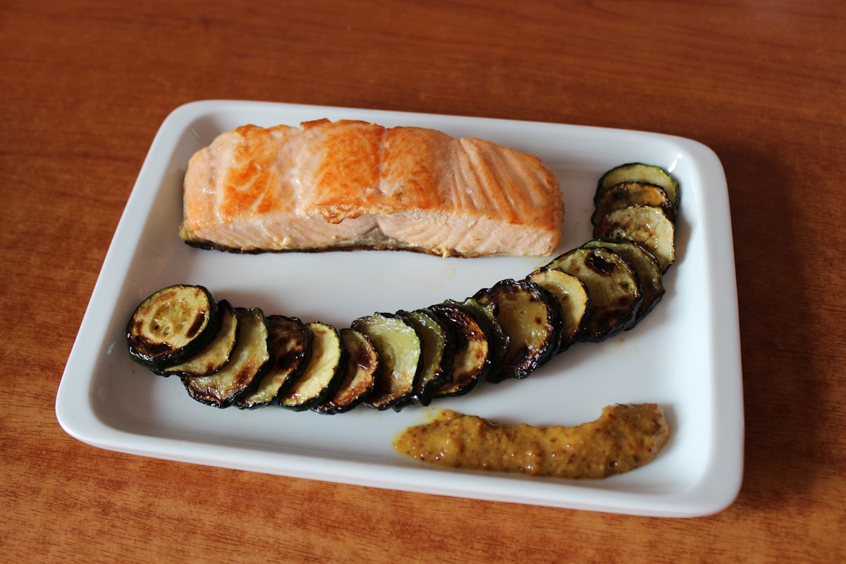 Pan-Seared Salmon with Lemon Butter and Cooked Zucchini